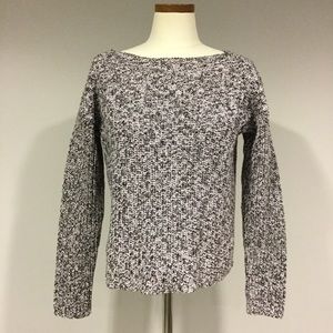 Pink & Black Cropped Knit Long Sleeve Sweater, SP